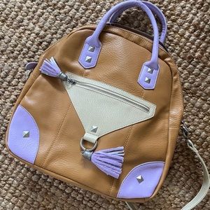 Camel Brown Purse With Lilac Coloring